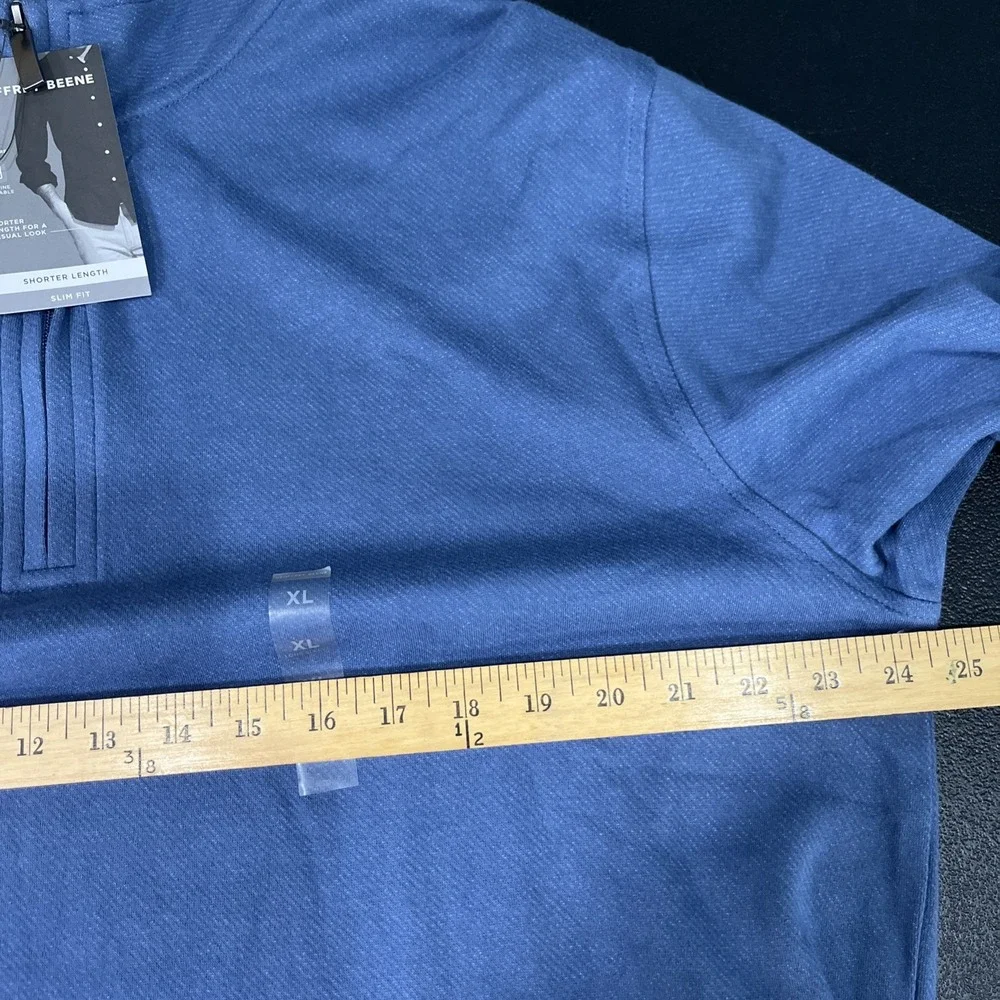 Geoffrey Beene Mens XL 1/4 Zip Pullover Sweater Blue Textured Knit Slim Fit Golf